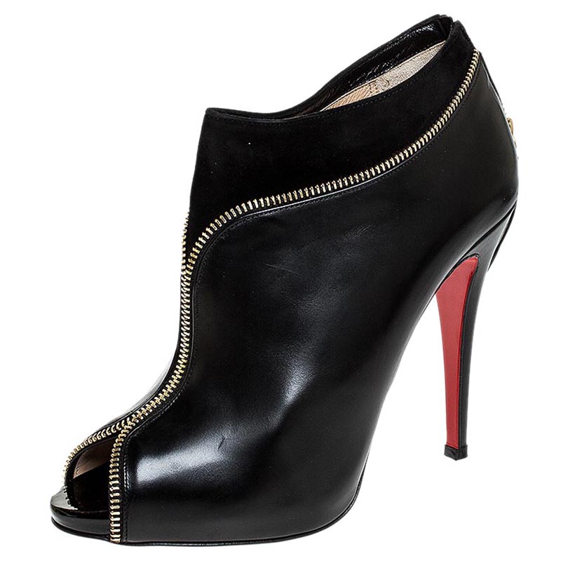 مملوكة مسبقًا حذاء بوت كاحل كريستيان لوبوتان كول زيبي جلد و سويدي أسود مقاس 41
