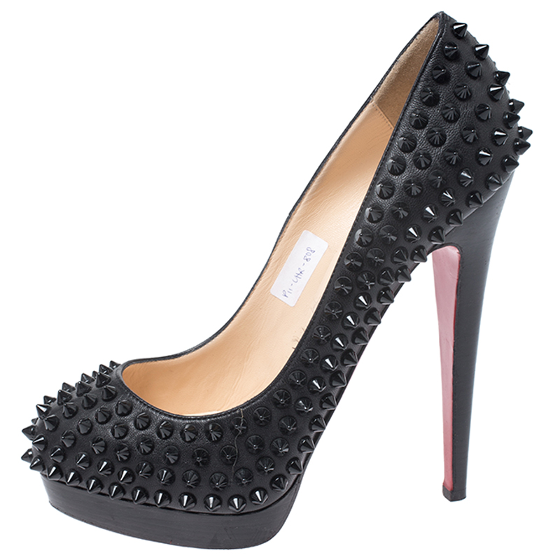 

Christian Louboutin Black Leather Alti Spike Platform Pumps Size, Beige