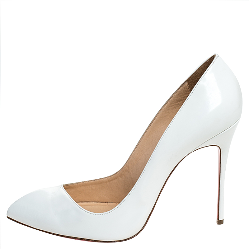 

Christian Louboutin White Leather Corneille Pointed Toe Pumps Size