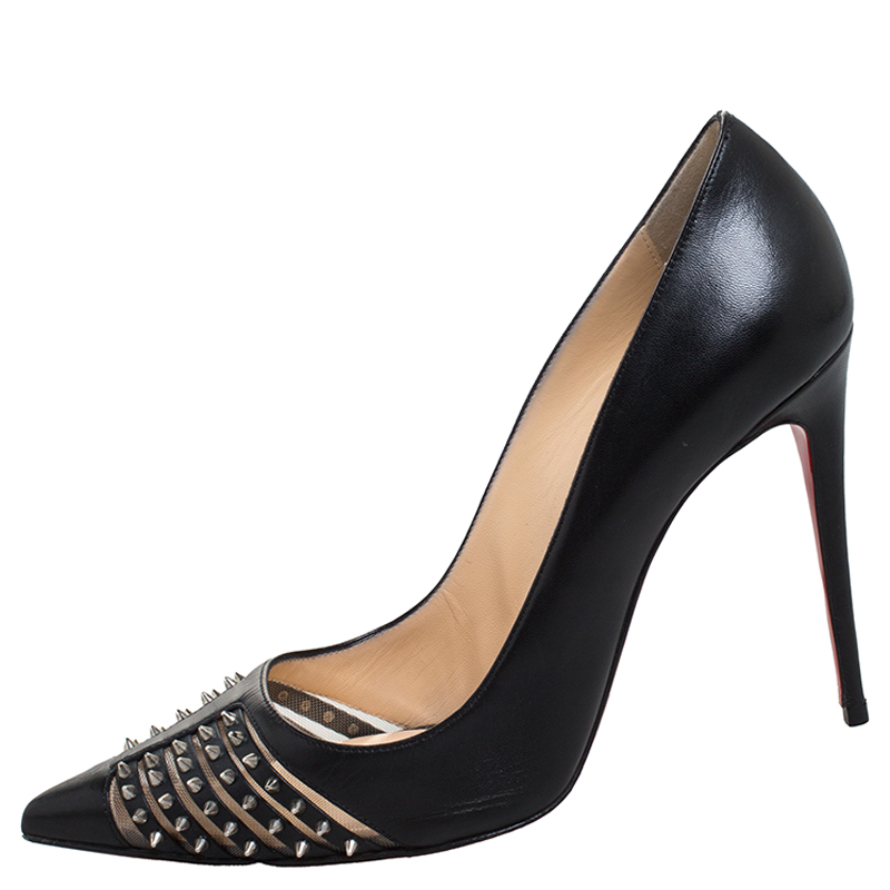 

Christian Louboutin Black Leather Spike Pointed Toe Pumps Size