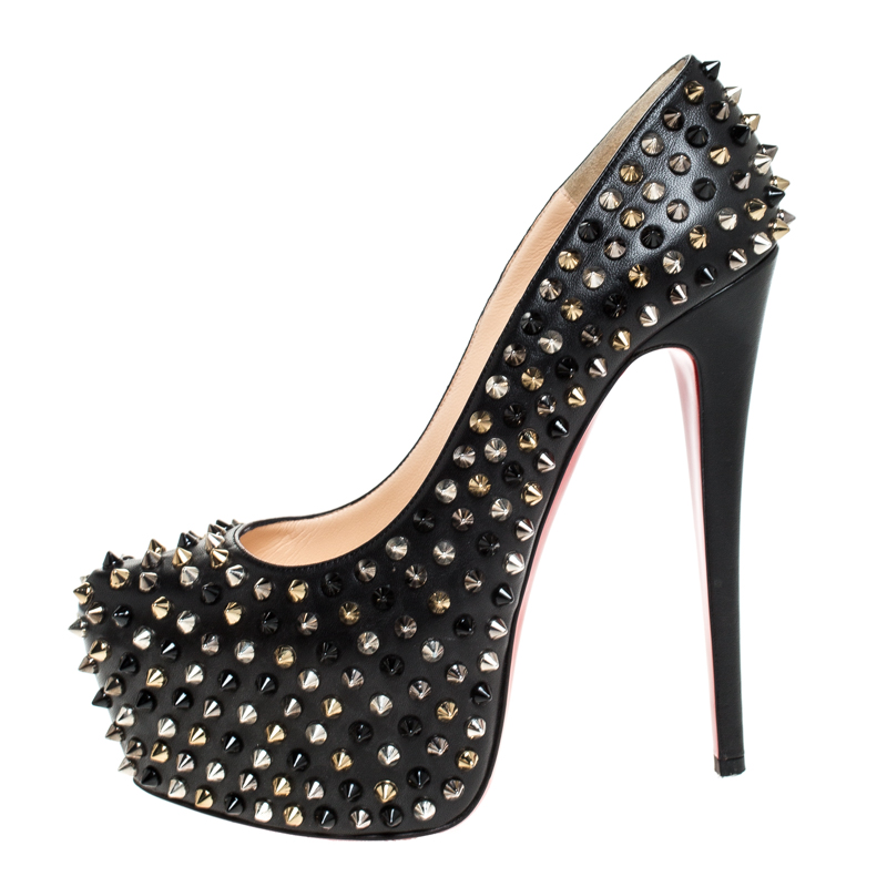 

Christian Louboutin Black Spiked Leather Daffodile Platform Pumps Size