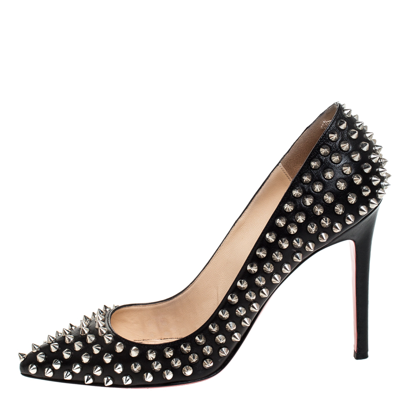 

Christian Louboutin Black Leather Pigalle Spikes Pumps Size