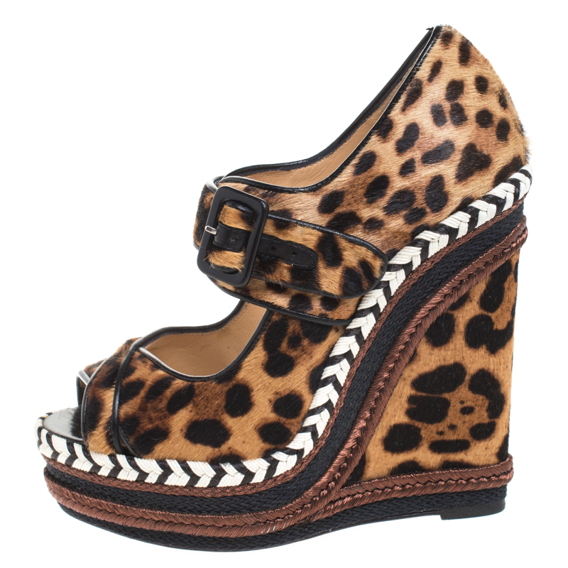

Christian Louboutin Leopard Print Calf Hair And Leather Trim Highlander Platform Sandals Size, Brown