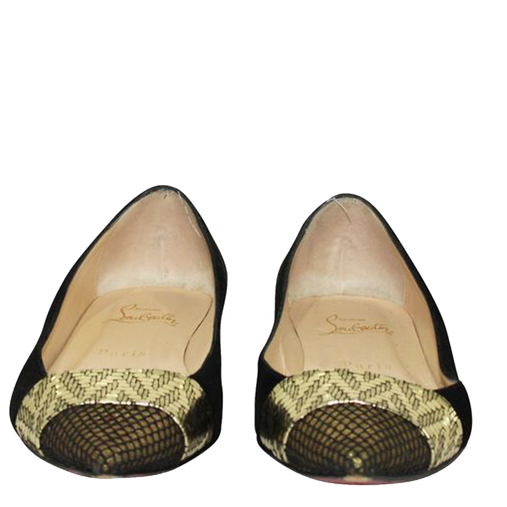 

Christian Louboutin Black Suede Ballet Flats