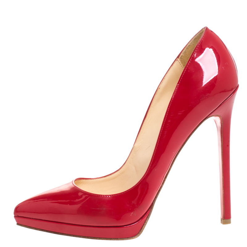 

Christian Louboutin Red Patent Leather Pigalle Plato Pointed Toe Pumps Size