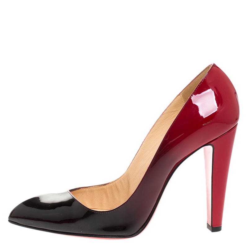 

Christian Louboutin Black/Red Ombre Patent Leather Corneille Pointed Toe Pumps Size