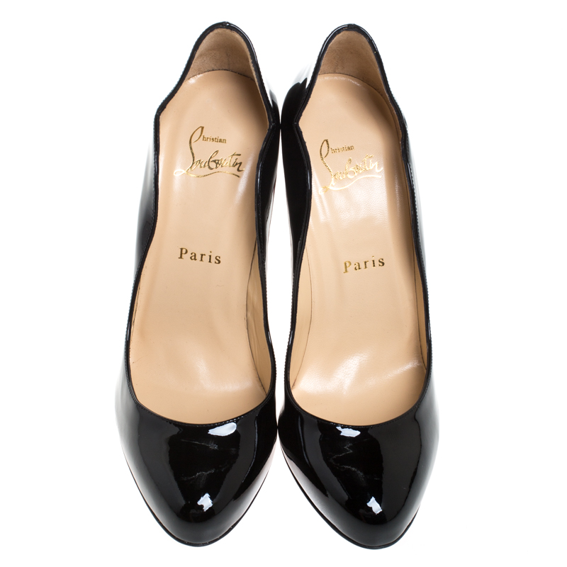 Christian Louboutin Black Patent Leather Wawy Dolly Pumps Size 38