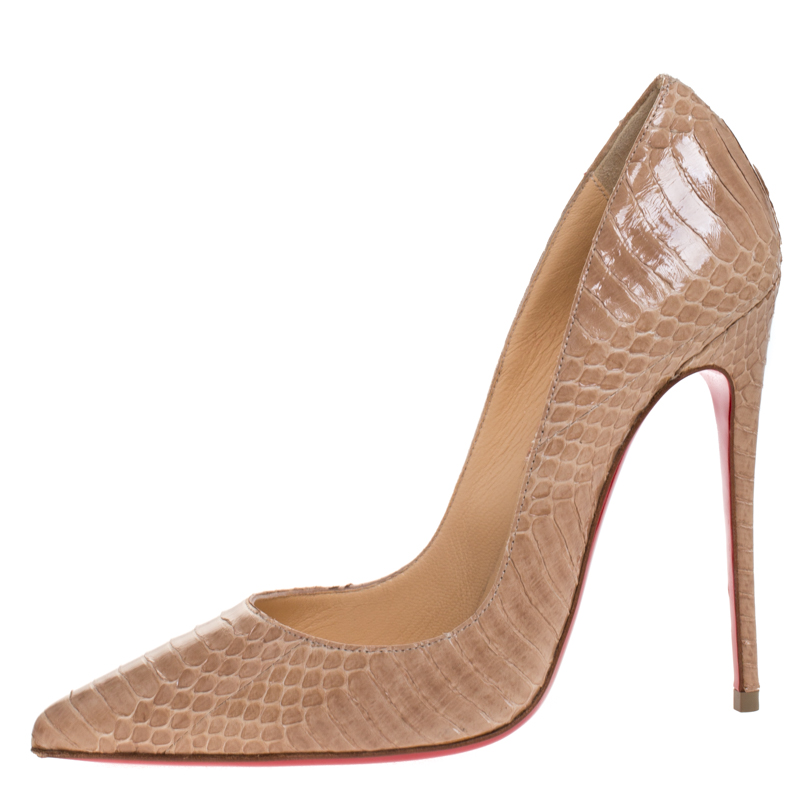 

Christian Louboutin Beige Python Leather So Kate Pointed Toe Pumps Size