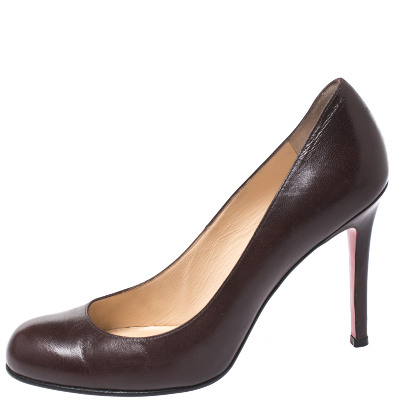 

Christian Louboutin Brown Leather Simple Pumps Size