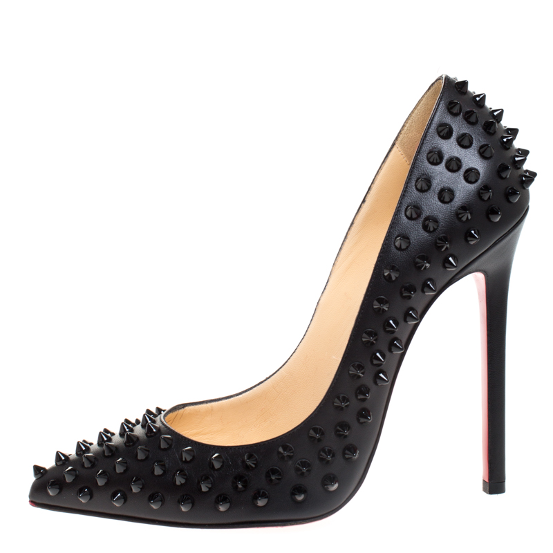 

Christian Louboutin Black Leather Pigalle Spikes Pumps Size