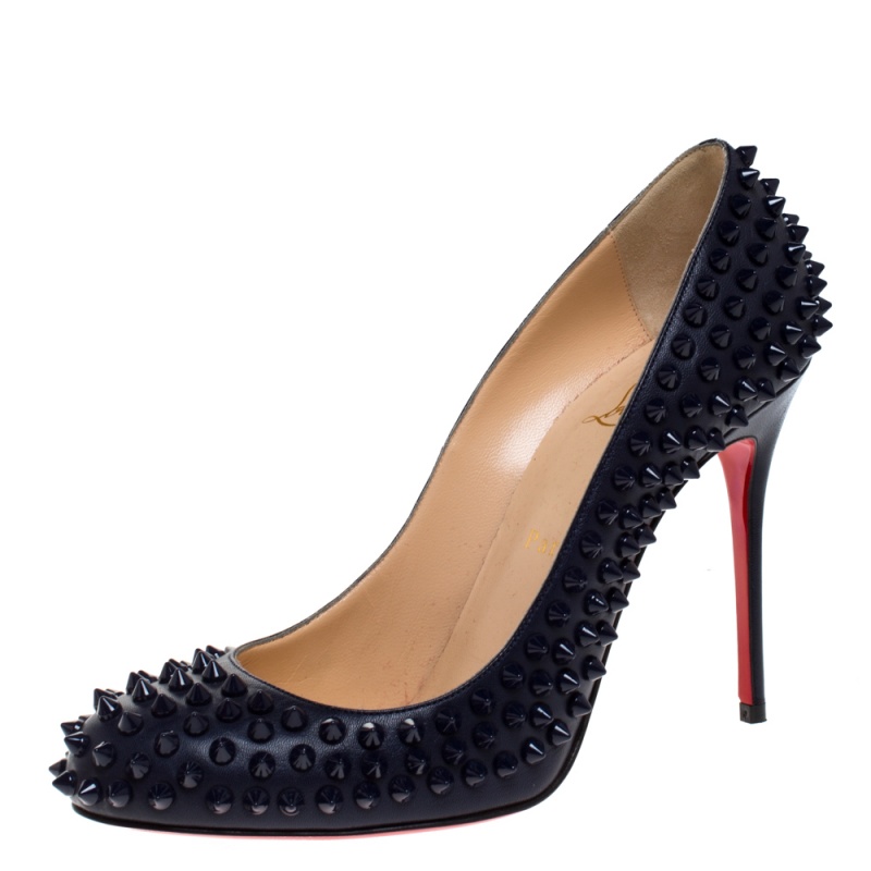 navy louboutin trainers