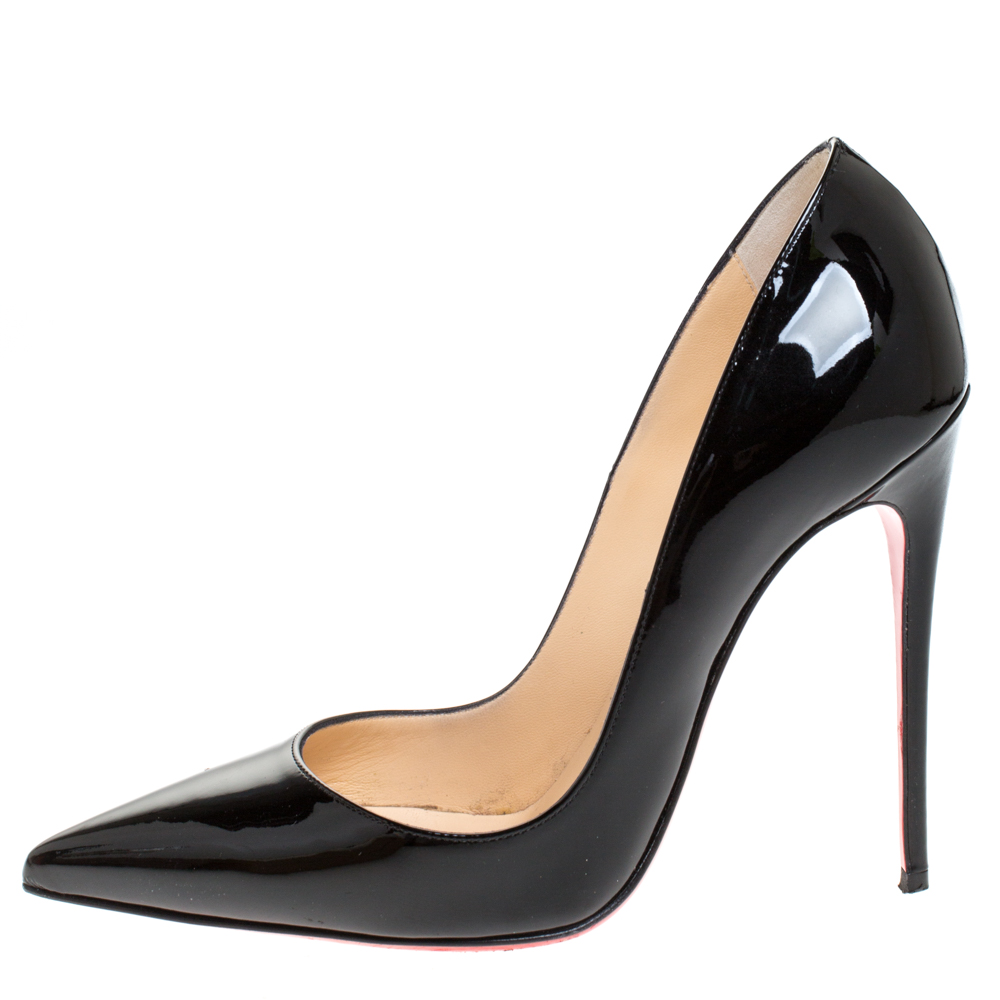 

Christian Louboutin Black Patent Leather So Kate 120 Pointed Toe Pumps Size