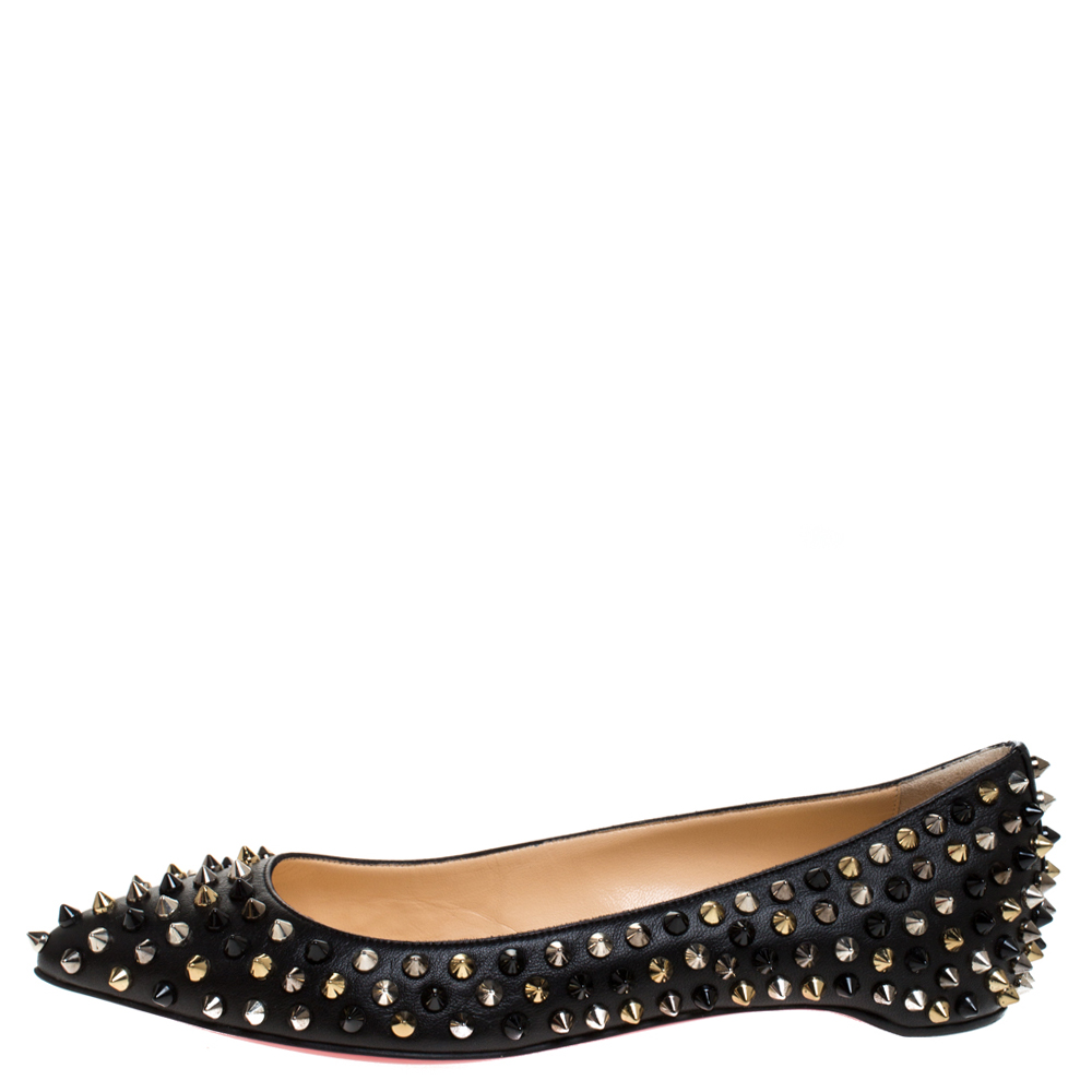 

Christian Louboutin Black Leather Pigalle Spike Ballet Flats Size