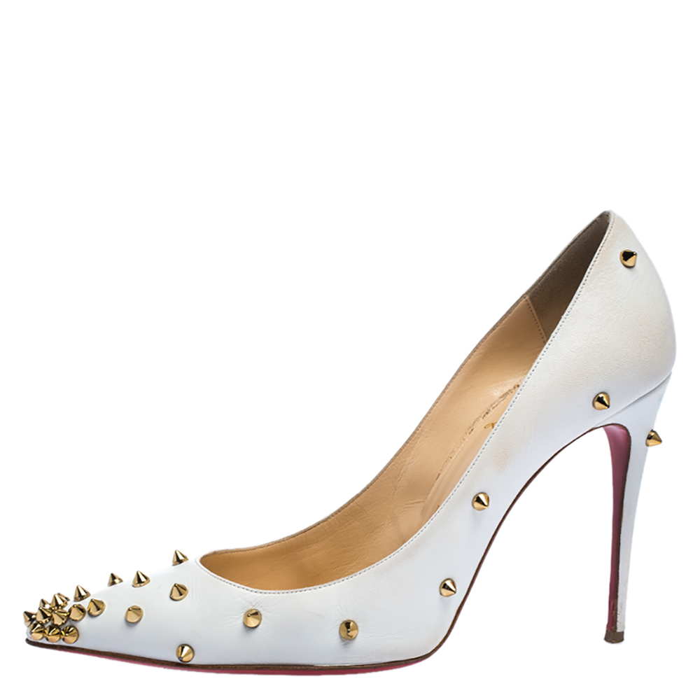 

Christian Louboutin White Leather Degraspike Pumps Size