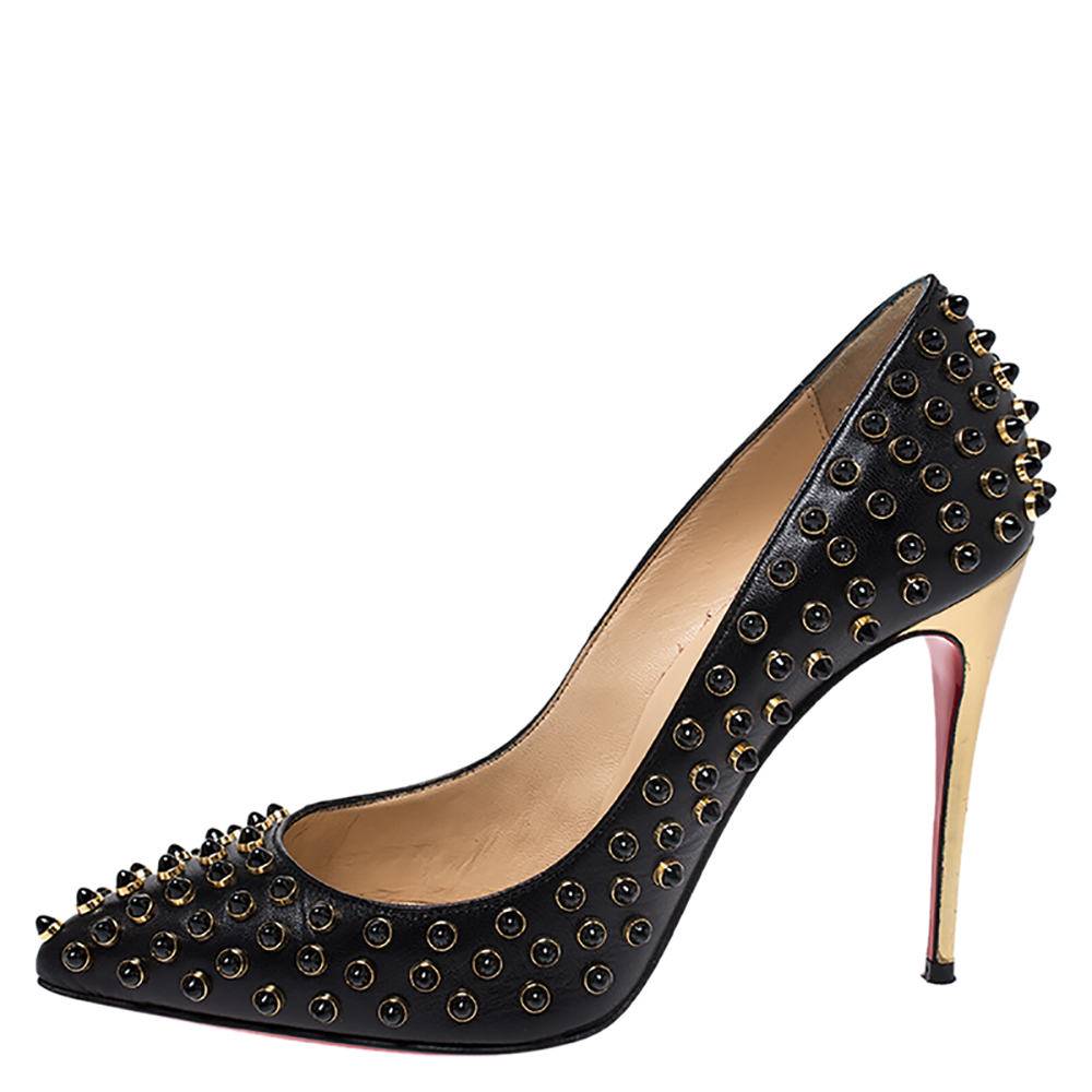 

Christian Louboutin Black Studded Leather Pigalle Pumps Size