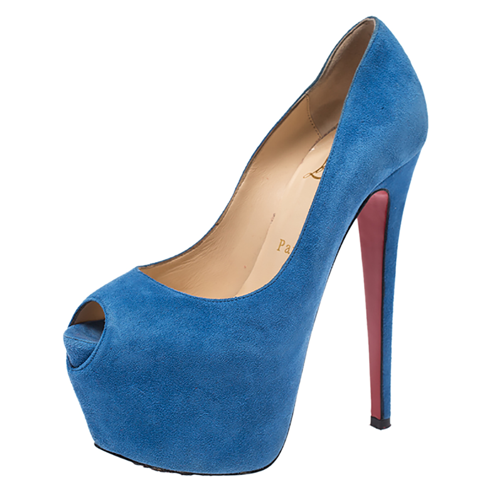 christian louboutin blue suede heels