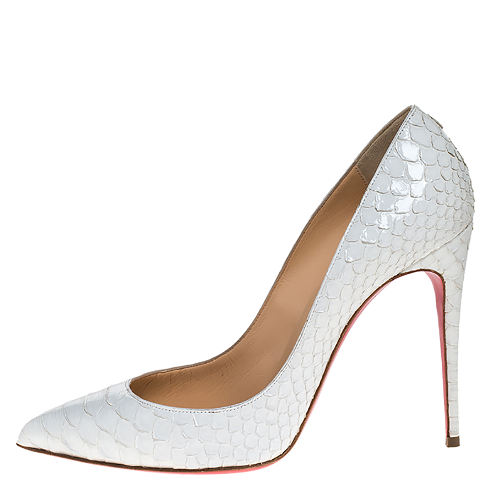 

Christian Louboutin White Python Leather So Kate Pointed Toe Pumps Size