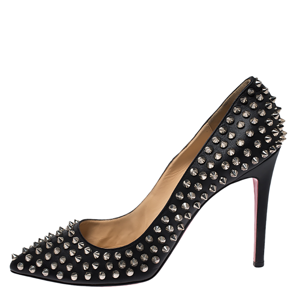 

Christian Louboutin Black Leather Pigalle Spikes Pumps Size