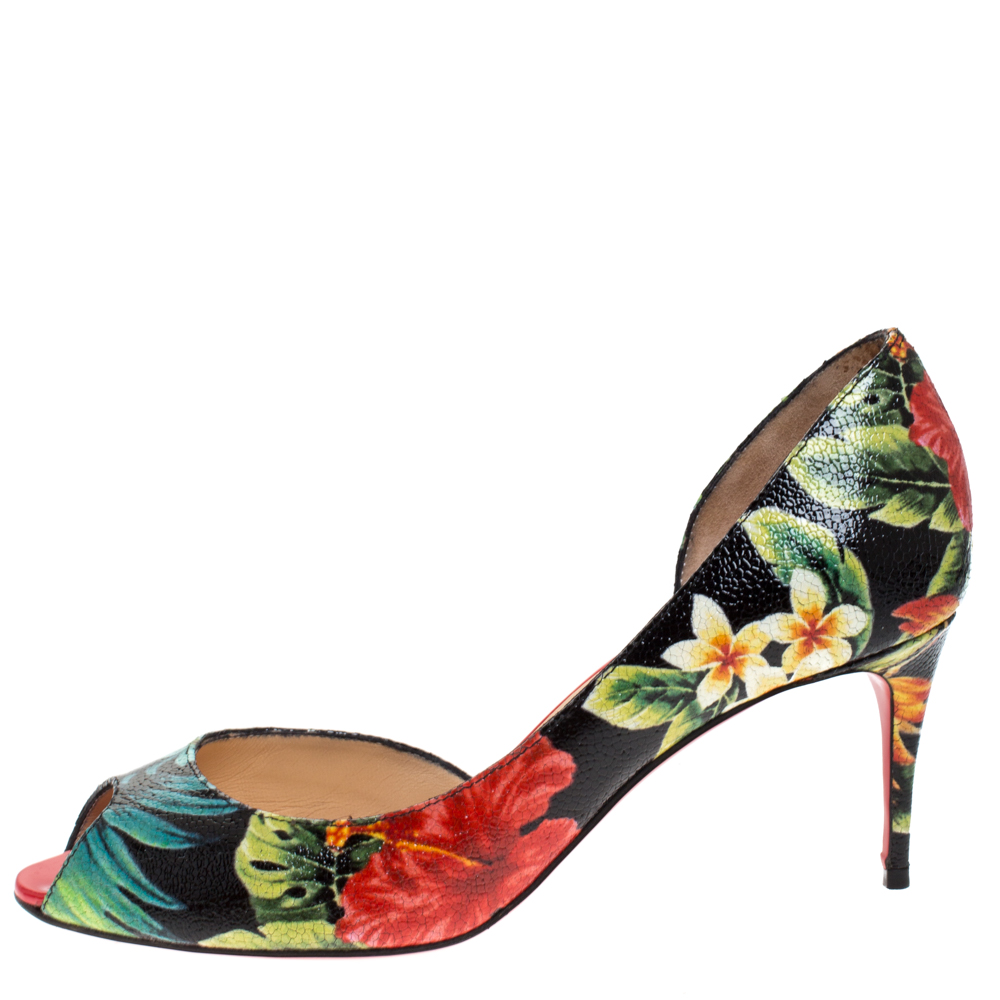 

Christian Louboutin Multicolor Hawaii Print Patent Leather Demi You D'Orsay Pumps Size