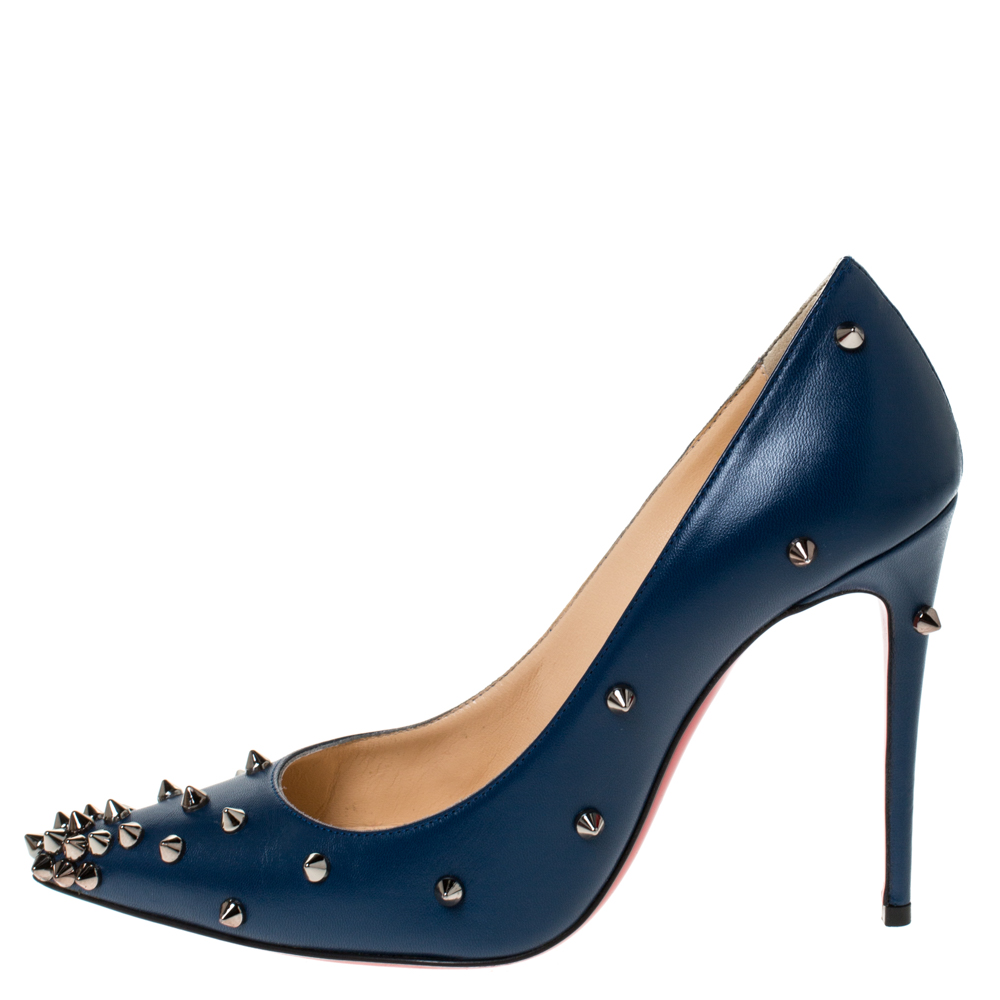 

Christian Louboutin Blue Leather Degraspike Pointed Toe Pumps Size