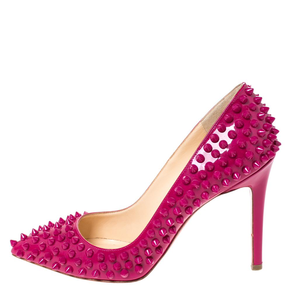 

Christian Louboutin Magenta Patent Leather Pigalle Spike Pumps Size, Pink