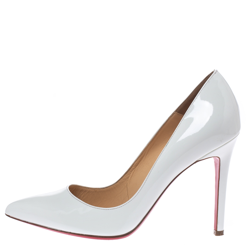 

Christian Louboutin White Patent Leather So Kate Pointed Toe Pumps Size