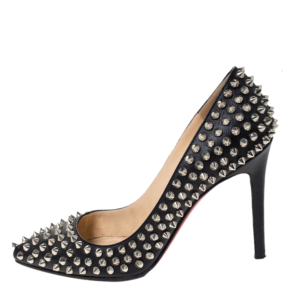 

Christian Louboutin Black Leather Pigalle Spiked Pointed Toe Pumps Size