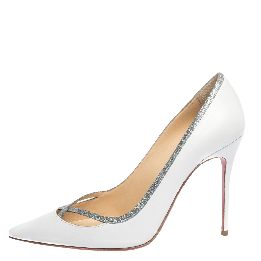 

Christian Louboutin White Leather Princess Pumps Size