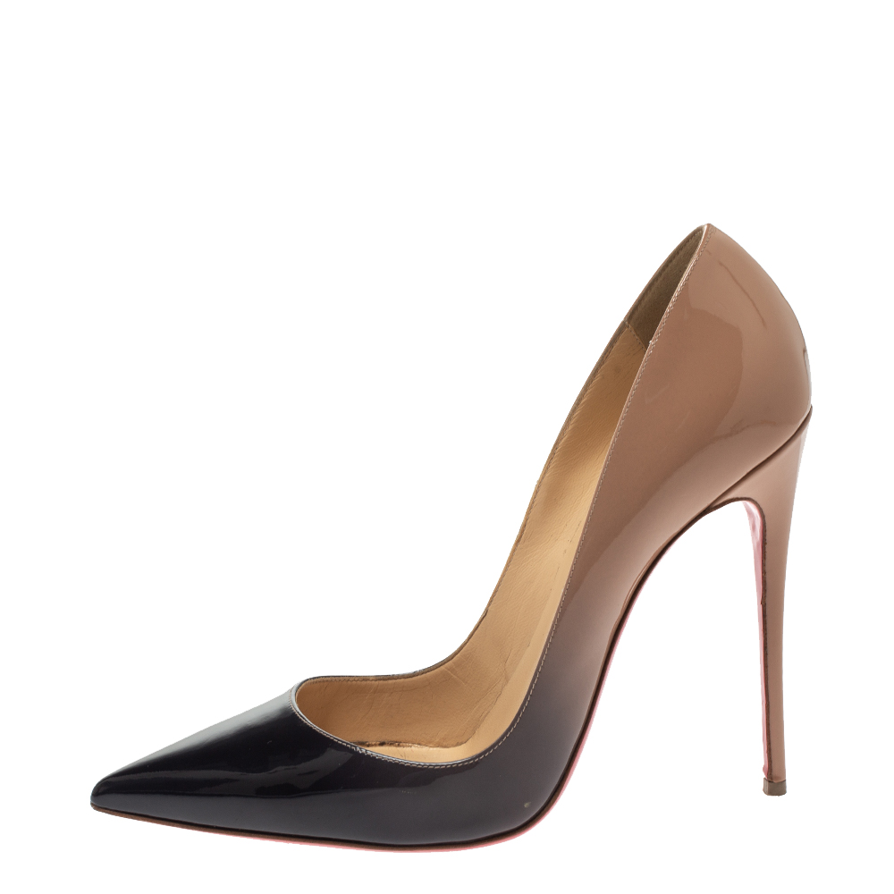 

Christian Louboutin Two Tone Patent Leather Ombre So Kate Pumps Size, Beige