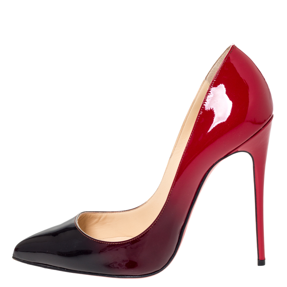 

Christian Louboutin Two Tone Patent Leather Ombre So Kate Pumps Size, Red