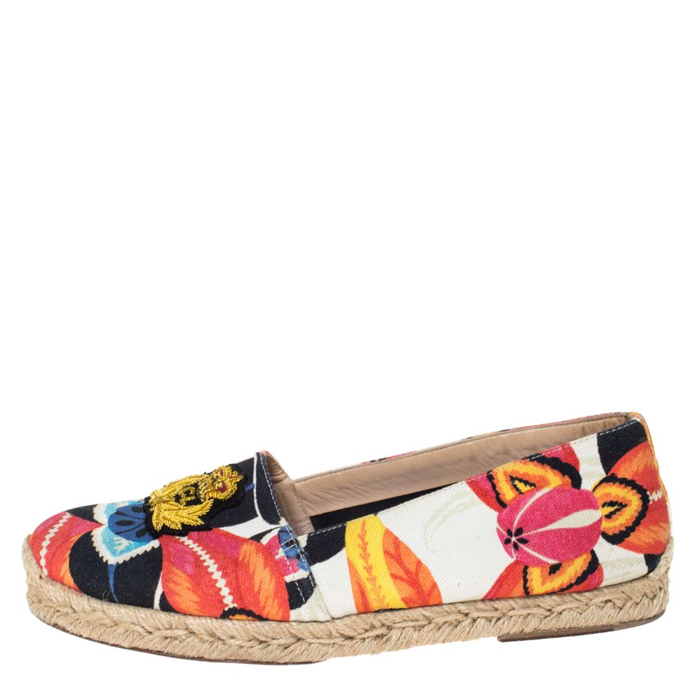 

Christian Louboutin Multicolor Hawaii Print Canvas Galia Espadrille Flats Size