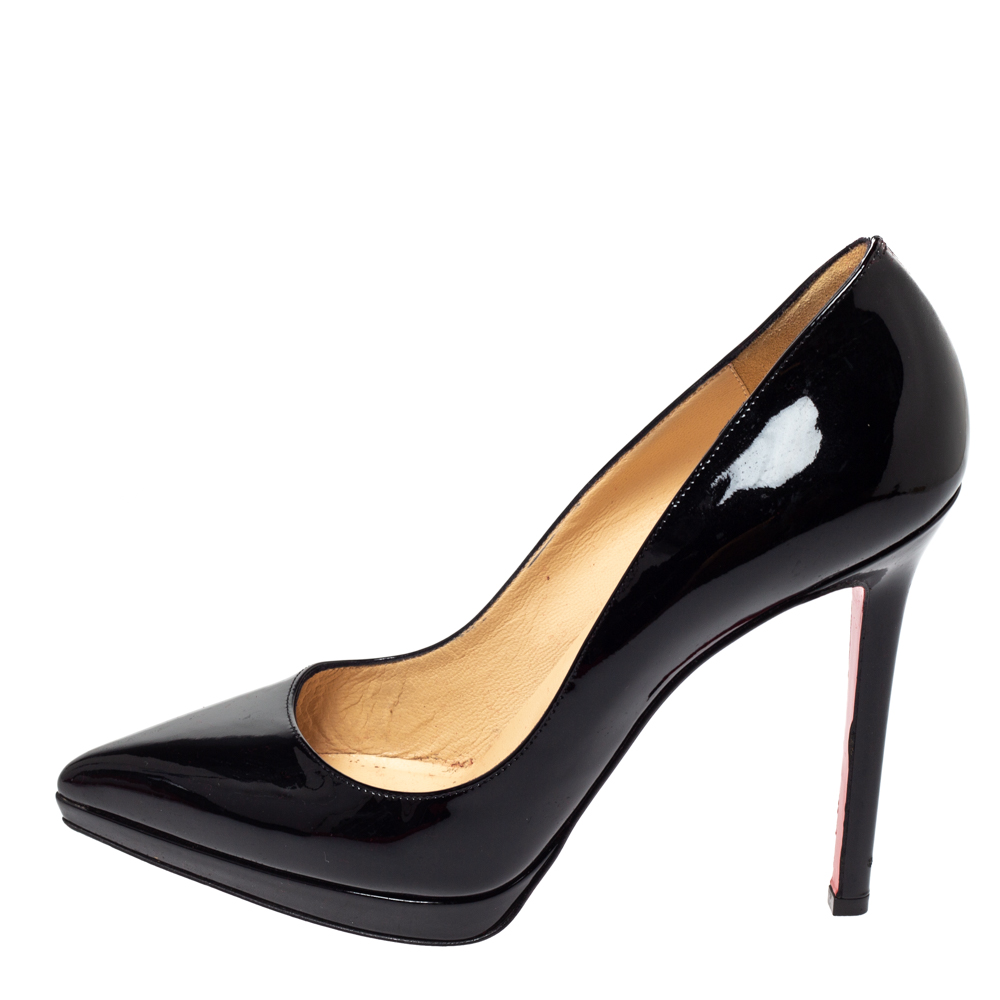 

Christian Louboutin Black Patent Leather Pigalle Plato Pointed Toe Pumps Size