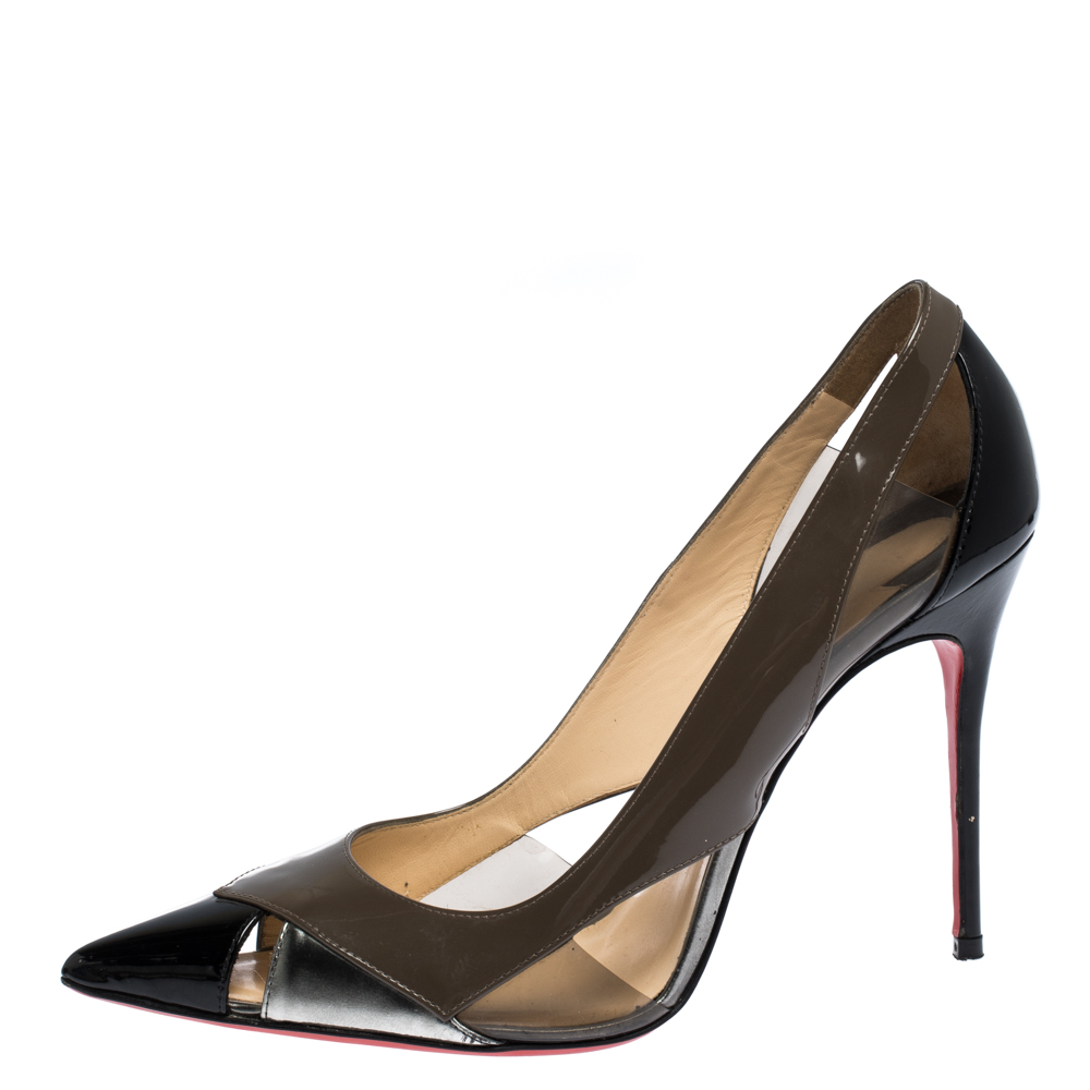 

Christian Louboutin Multicolor Patent And Leather Galata Pointed Toe Cutout Pumps Size
