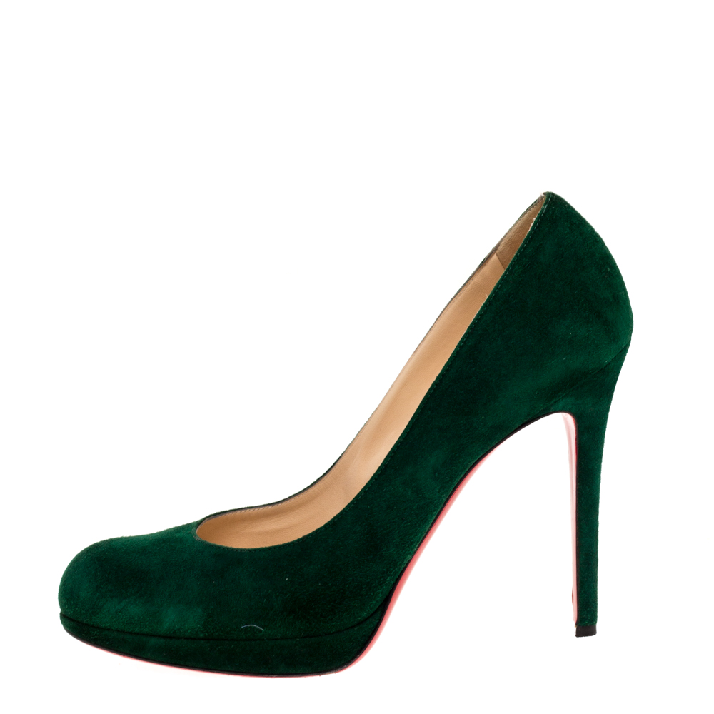 

Christian Louboutin Green Suede New Simple Platform Pumps Size