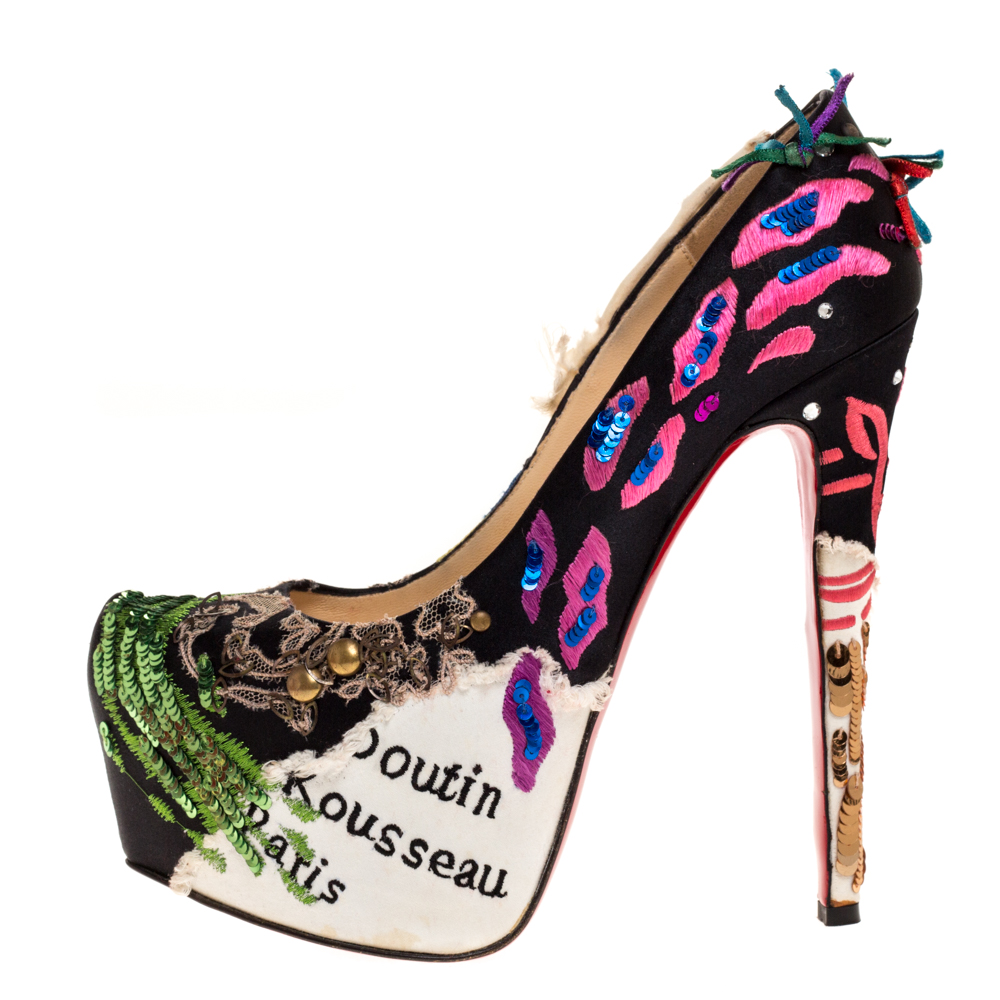 

Christian Louboutin Limited Edition Daffodile Brodee Crepe Satin Pumps Size, Multicolor