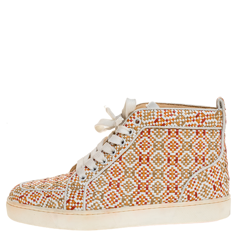 

Christian Louboutin Multicolor Woven Leather Rantus Orlato High Top Sneakers Size