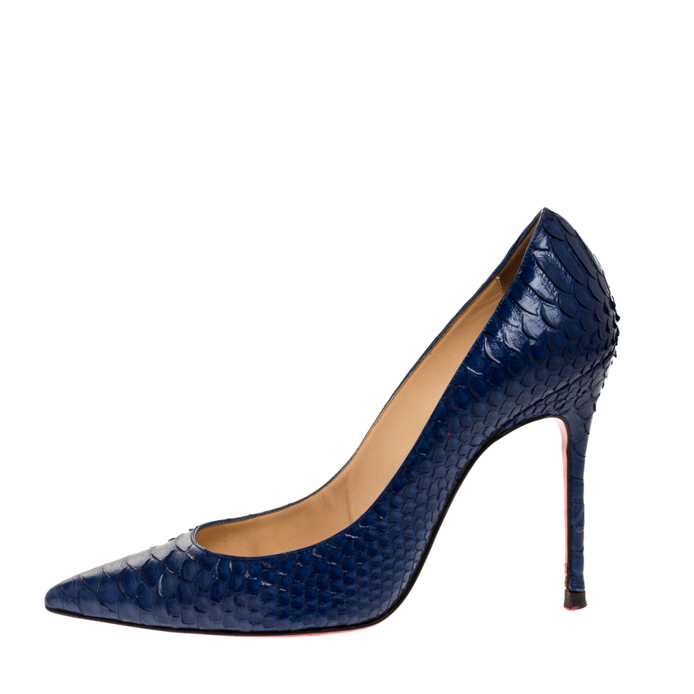 

Christian Louboutin Blue Python Leather So Kate Pointed Toe Pumps Size