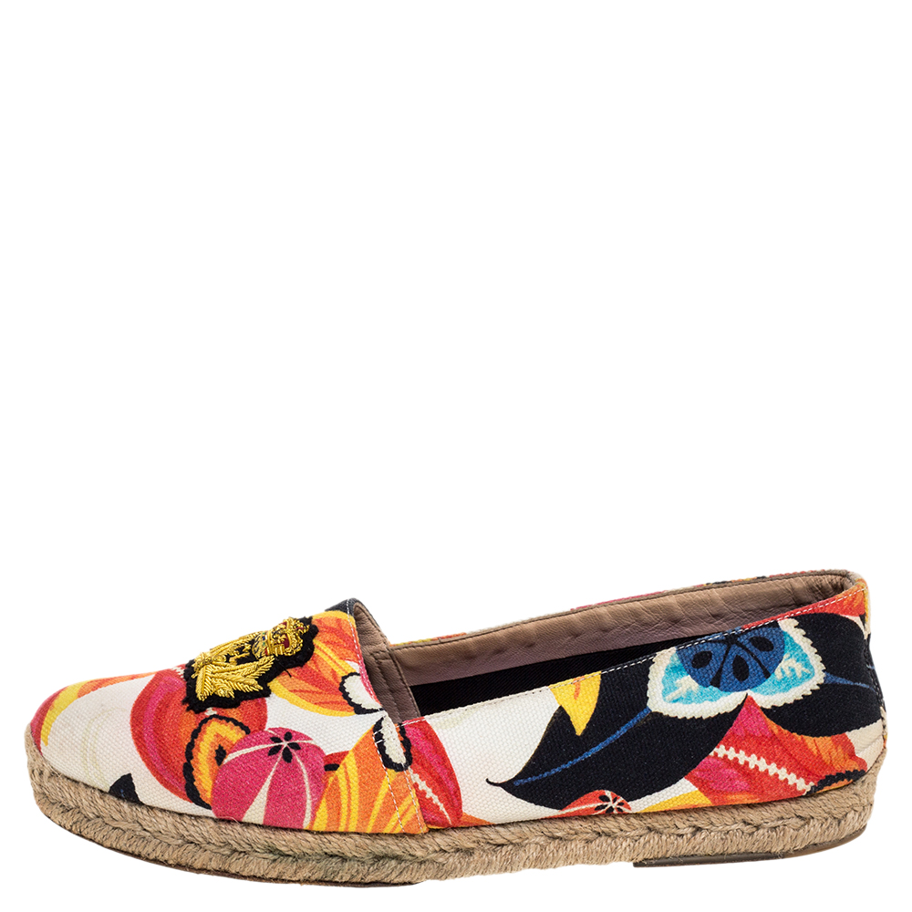 

Christian Louboutin Multicolor Canvas Gala Embroidered Crest Flat Espadrille Loafers Size