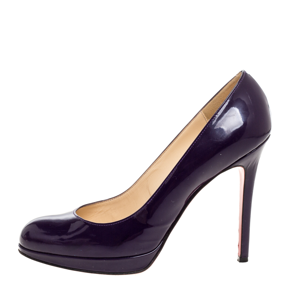 

Christian Louboutin Purple Patent Leather New Simple Platform Pumps Size