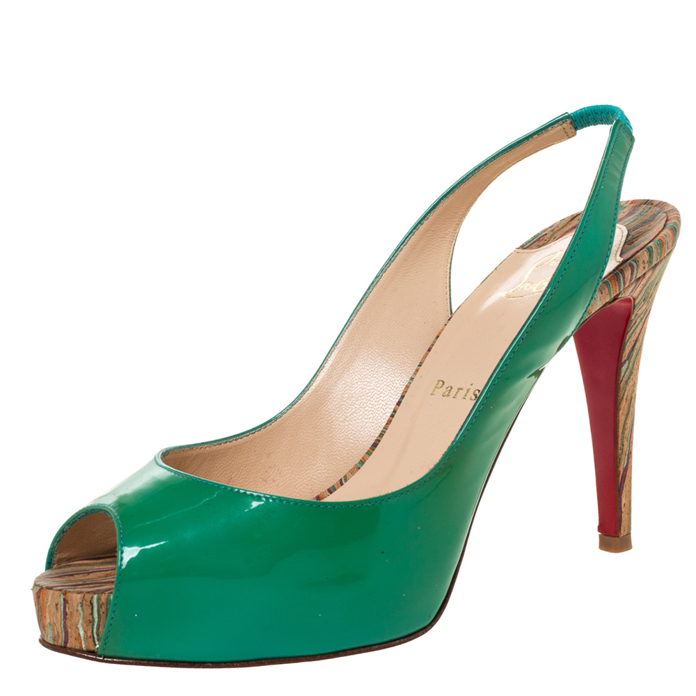 christian louboutin peep toe slingback