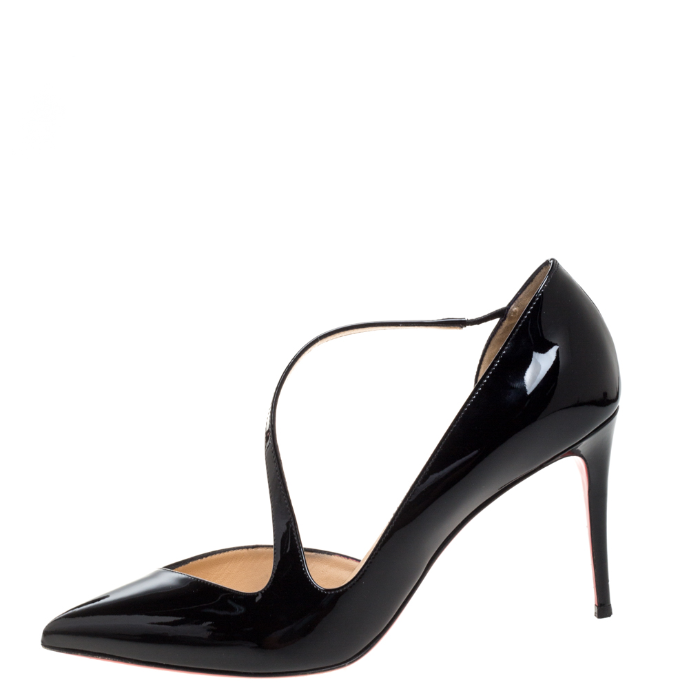 

Christian Louboutin Black Patent Leather Jumping Cross Strap Pumps Size