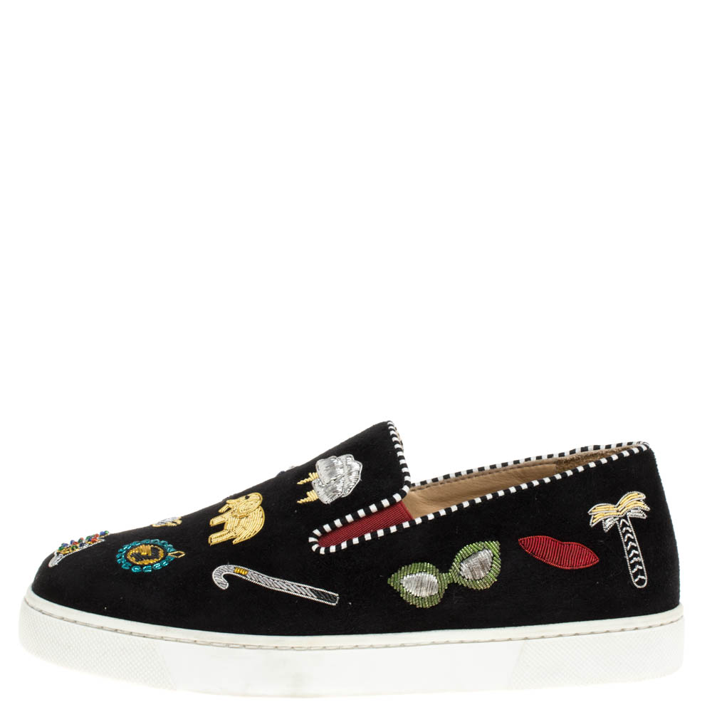 

Christian Louboutin Black Suede Miss Academy Slip On Sneakers Size