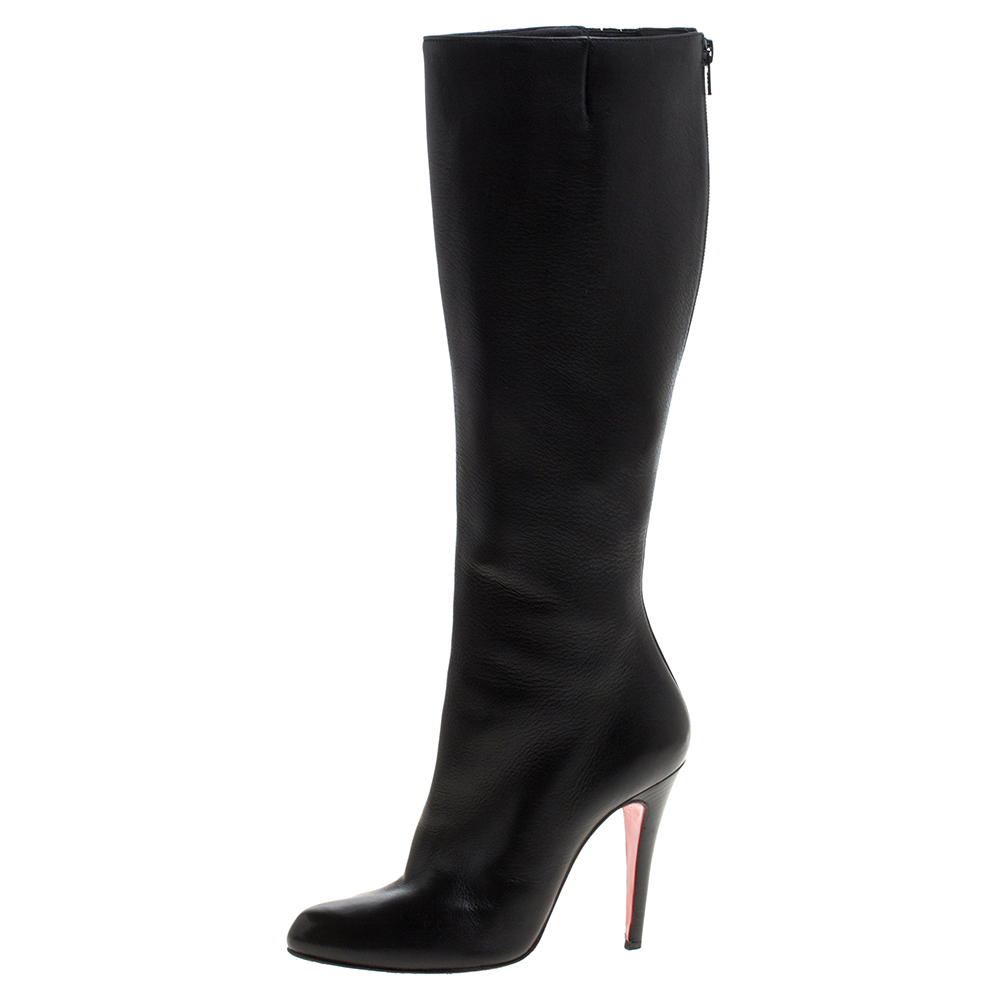 

Christian Louboutin Black Leather New Simple Botta Knee Length Boots Size