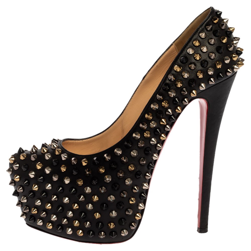 

Christian Louboutin Black Spiked Leather Daffodile Platform Pumps Size