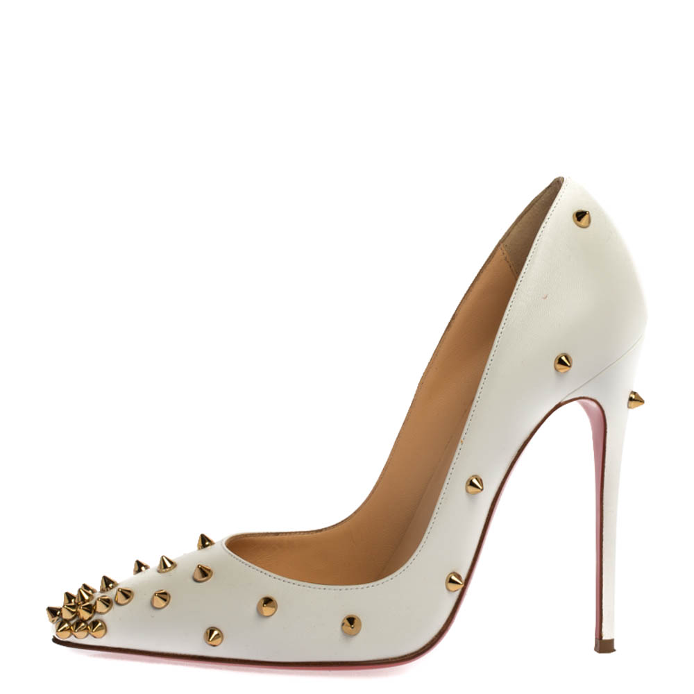 

Christian Louboutin White Leather Degraspike Pumps Size
