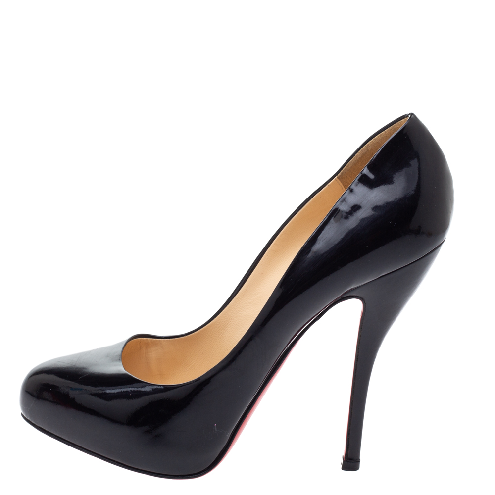 

Christian Louboutin Black Patent Leather Rolando Platform Pumps Size