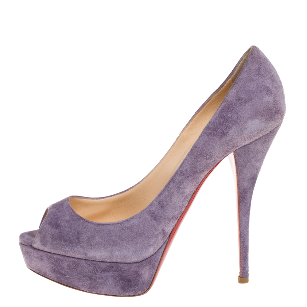 

Christian Louboutin Violet Suede Lady Peep Toe Platform Pumps Size, Purple