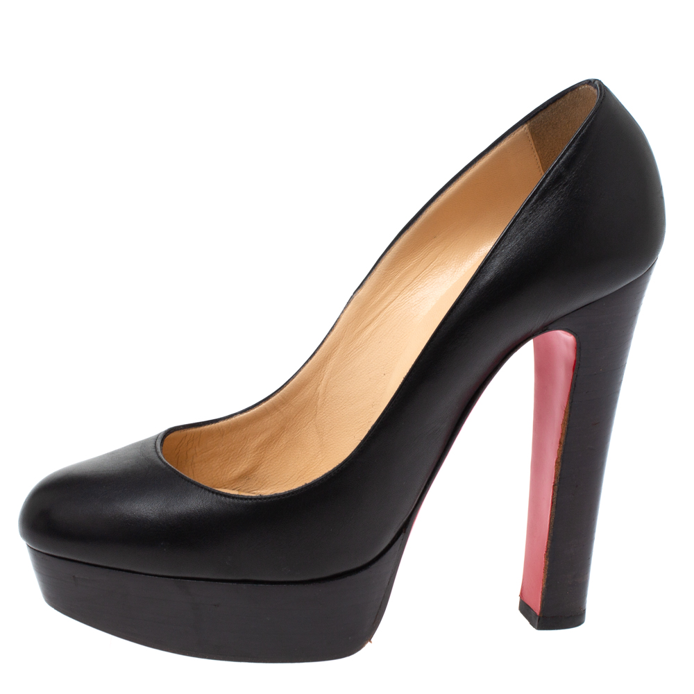 

Christian Louboutin Black Leather Bibi Platform Pumps Size