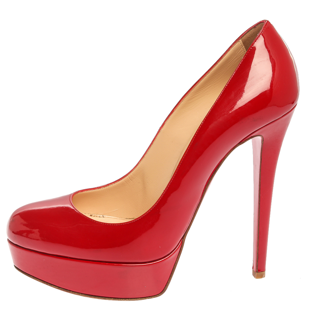 

Christian Louboutin Red Patent Leather Bianca Platform Pumps Size