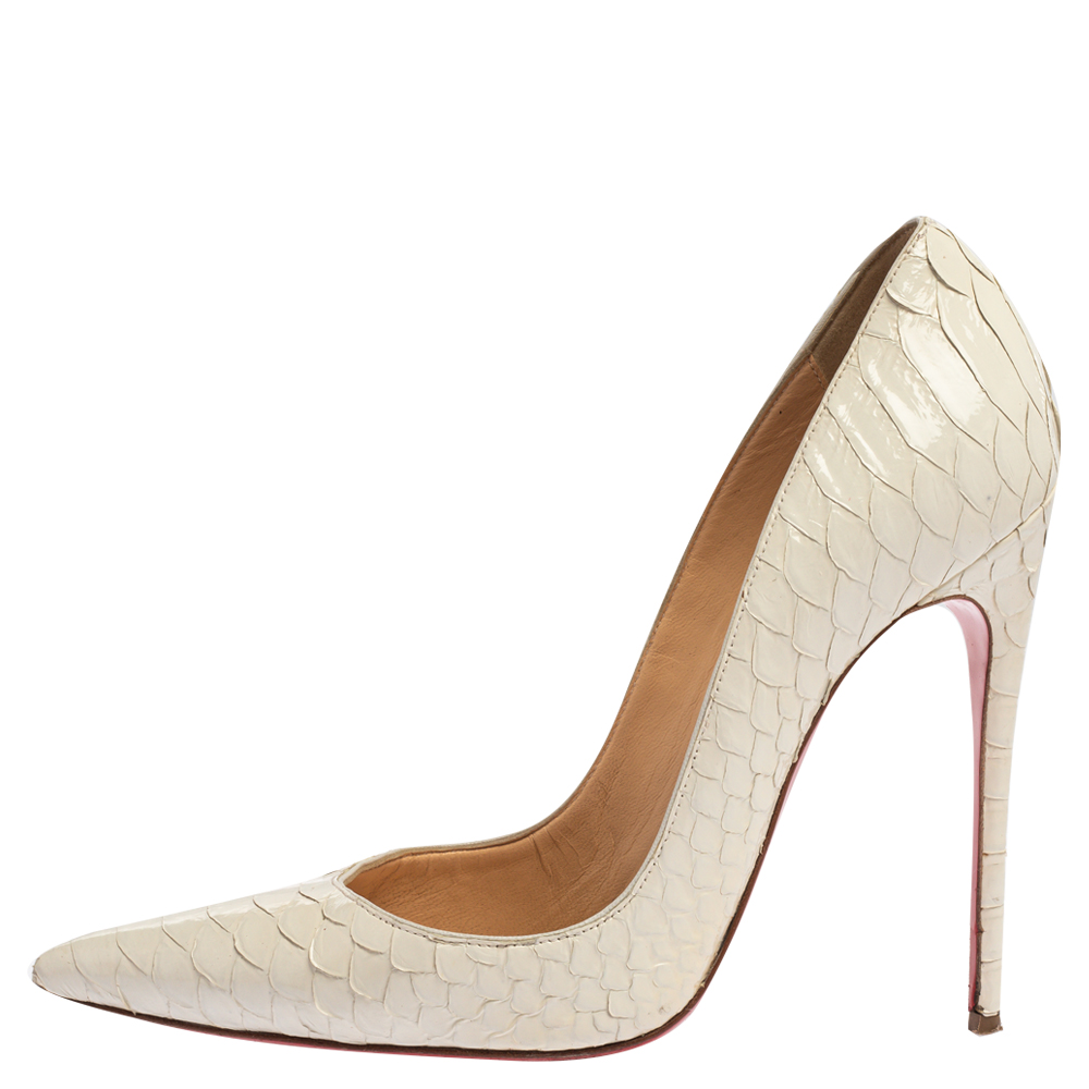 

Christian Louboutin White Python So Kate Pumps Size